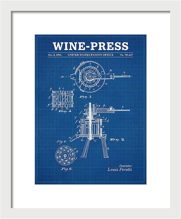 Wine Press Blueprint Patent Us705437a