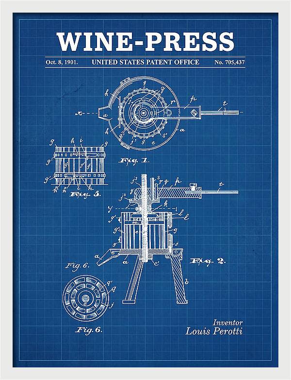 Wine Press Blueprint Patent Us705437a