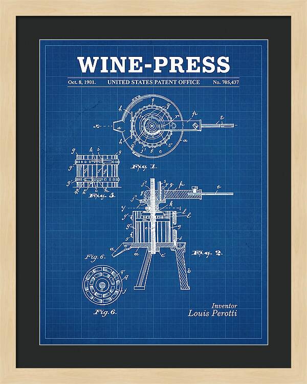 Wine Press Blueprint Patent Us705437a
