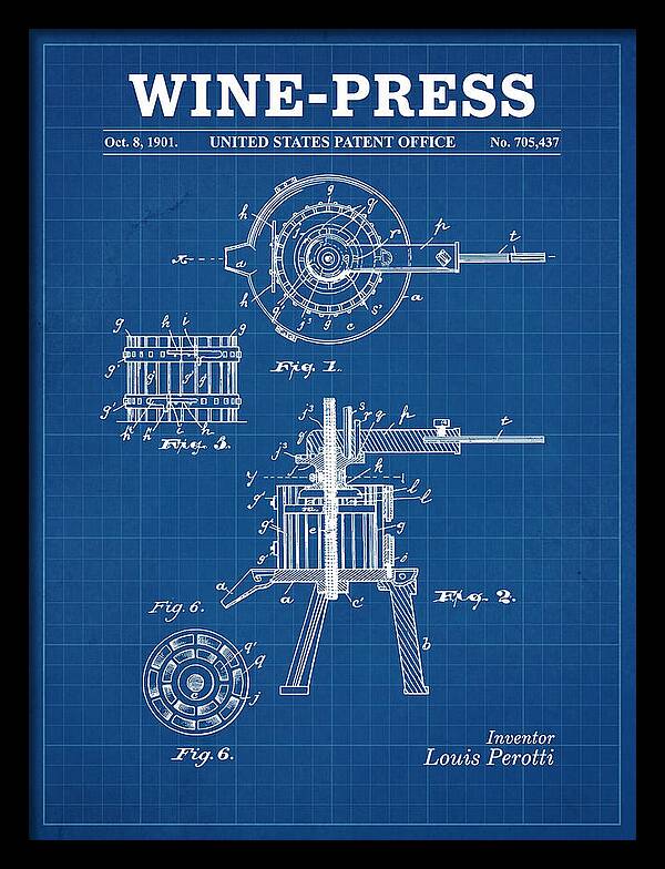 Wine Press Blueprint Patent Us705437a