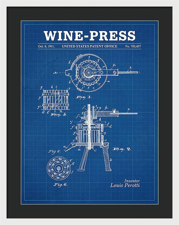 Wine Press Blueprint Patent Us705437a