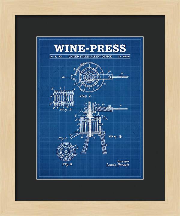 Wine Press Blueprint Patent Us705437a