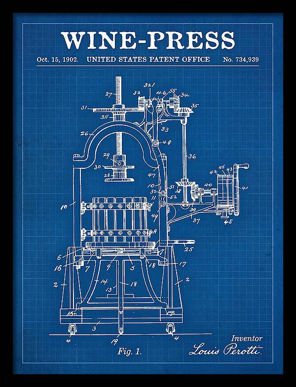 Wine Press Blueprint Patent Us734939a