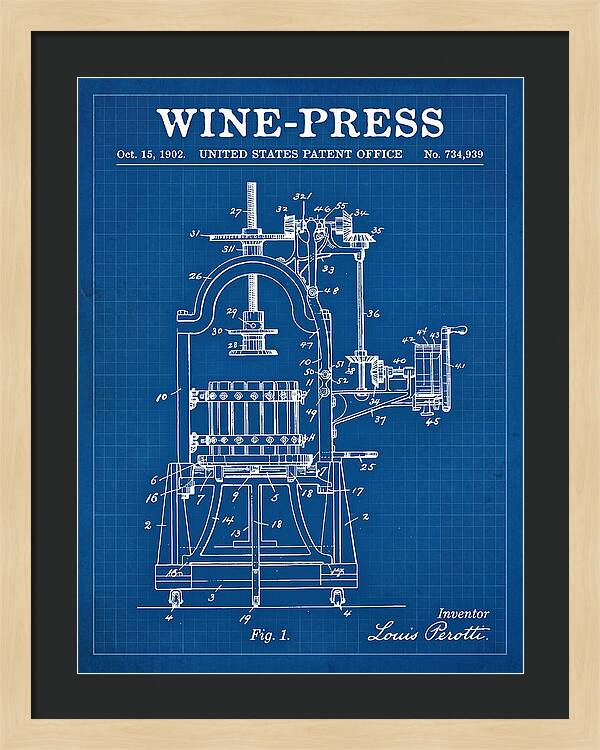 Wine Press Blueprint Patent Us734939a