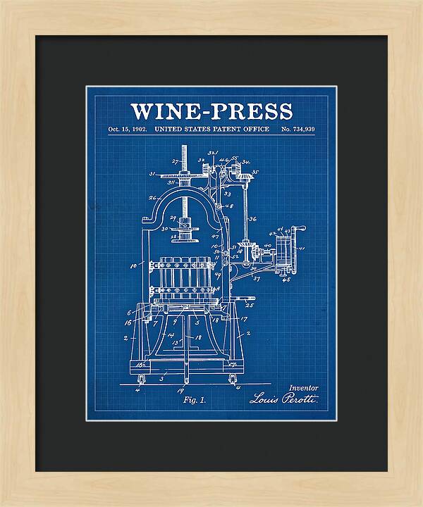 Wine Press Blueprint Patent Us734939a