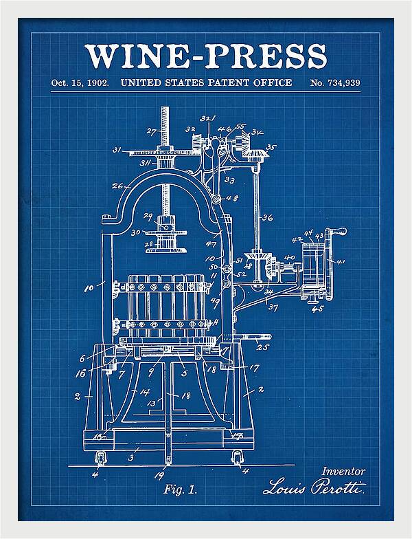 Wine Press Blueprint Patent Us734939a