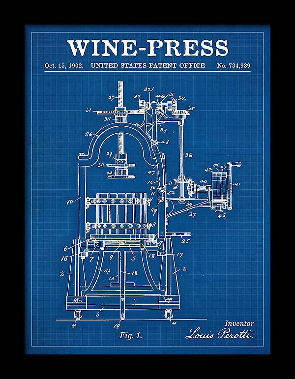Wine Press Blueprint Patent Us734939a