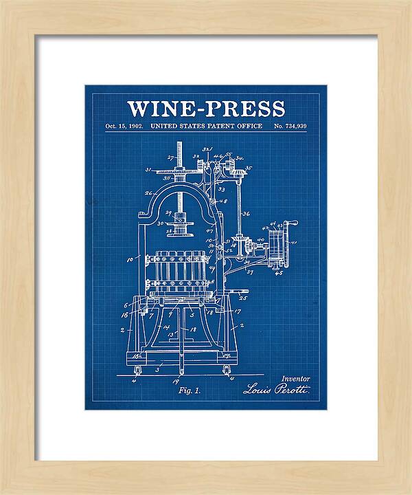 Wine Press Blueprint Patent Us734939a