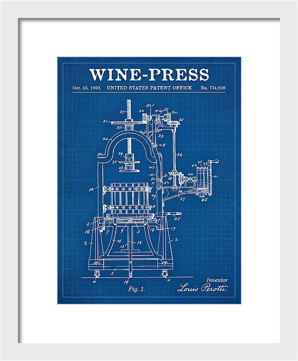 Wine Press Blueprint Patent Us734939a
