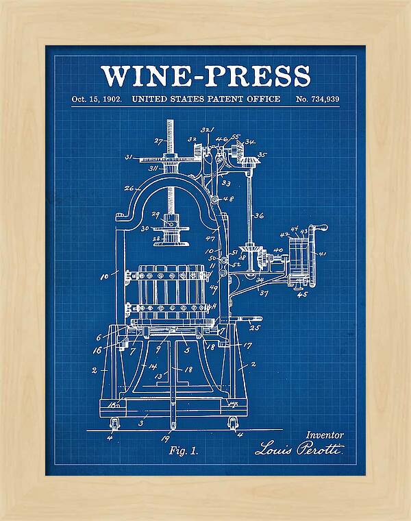 Wine Press Blueprint Patent Us734939a