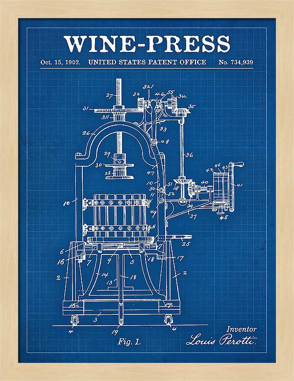 Wine Press Blueprint Patent Us734939a