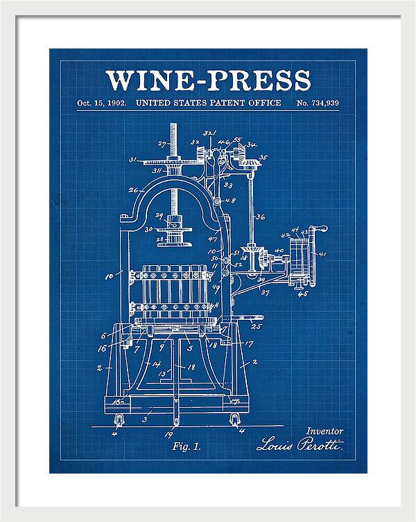 Wine Press Blueprint Patent Us734939a