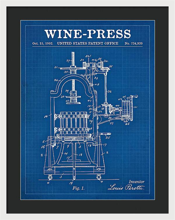 Wine Press Blueprint Patent Us734939a