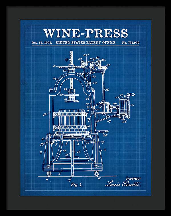 Wine Press Blueprint Patent Us734939a