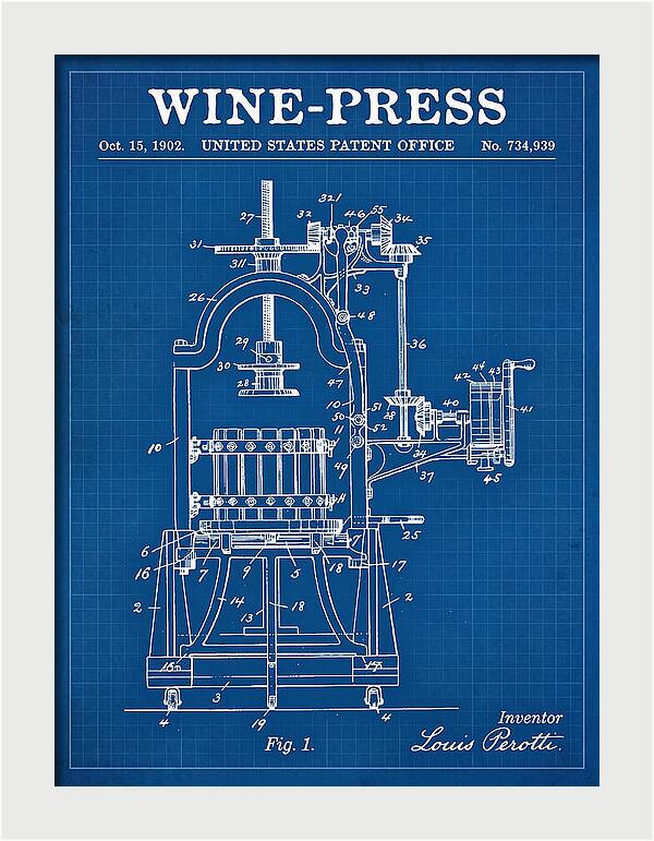 Wine Press Blueprint Patent Us734939a