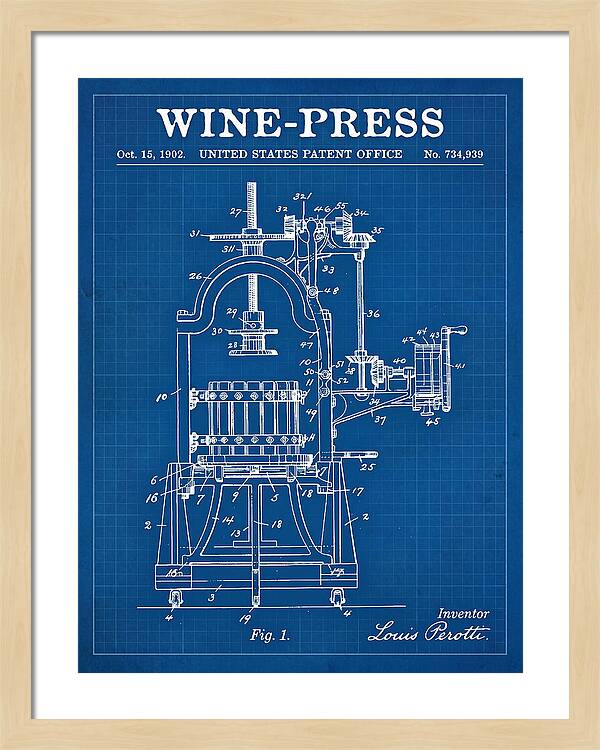 Wine Press Blueprint Patent Us734939a