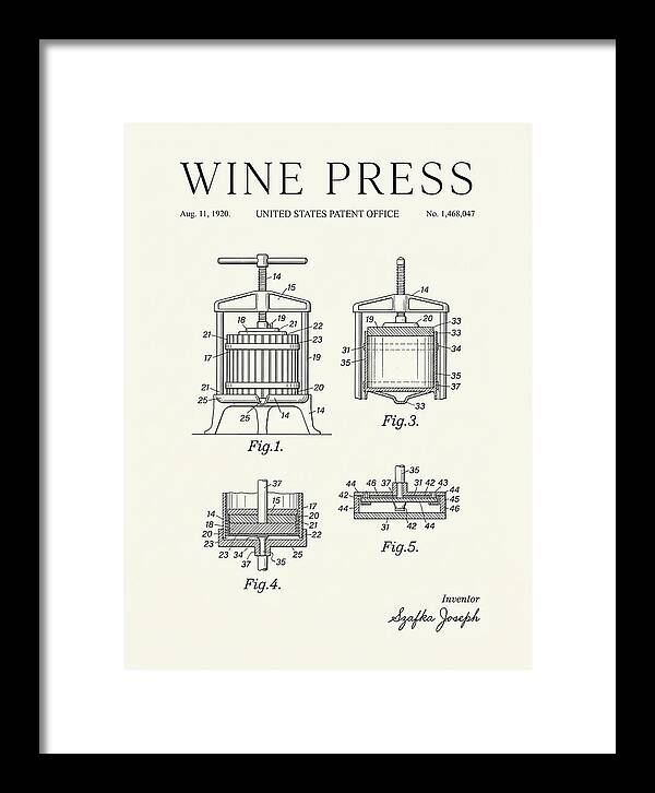Wine Press Minimalist Patent Us1468047a