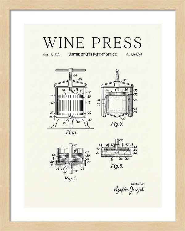 Wine Press Minimalist Patent Us1468047a