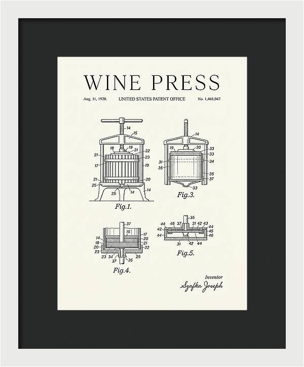 Wine Press Minimalist Patent Us1468047a