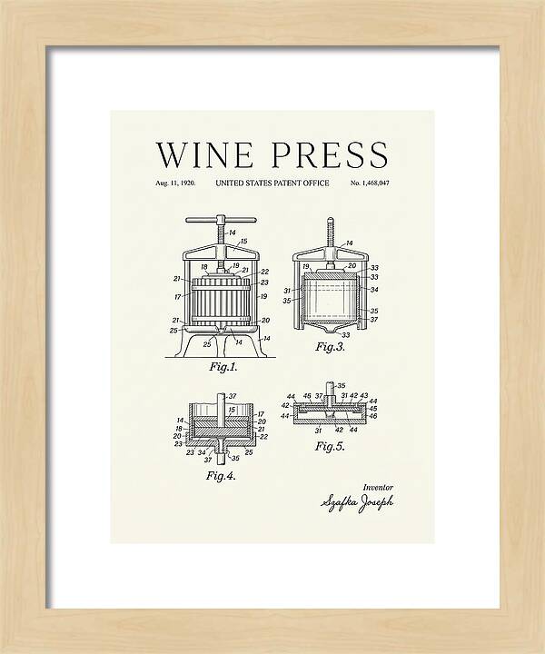 Wine Press Minimalist Patent Us1468047a
