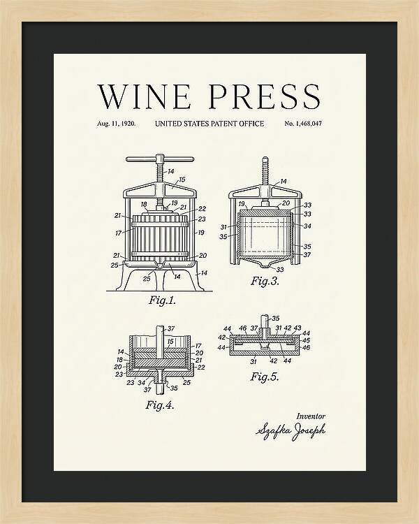 Wine Press Minimalist Patent Us1468047a
