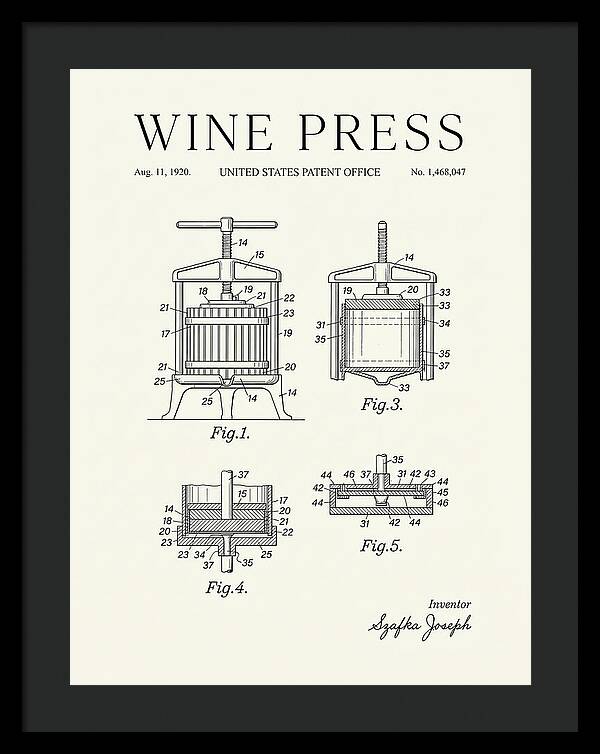 Wine Press Minimalist Patent Us1468047a