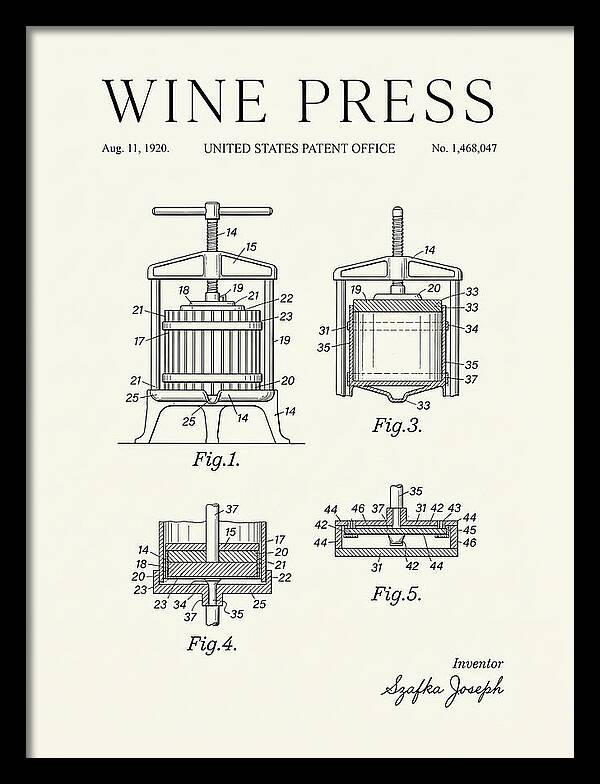 Wine Press Minimalist Patent Us1468047a