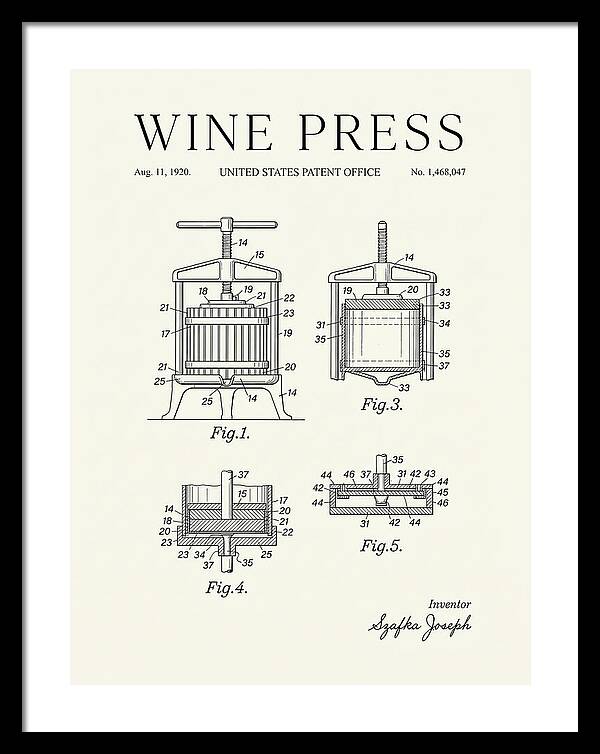 Wine Press Minimalist Patent Us1468047a