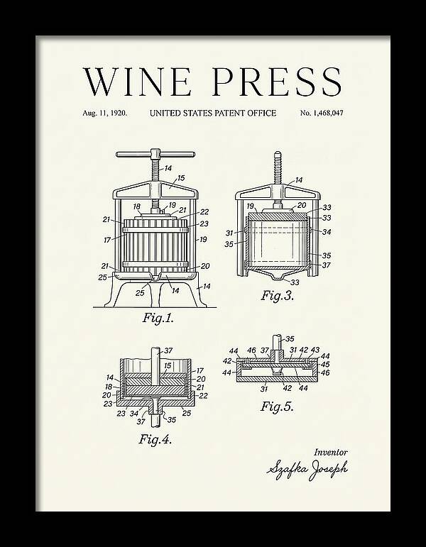 Wine Press Minimalist Patent Us1468047a