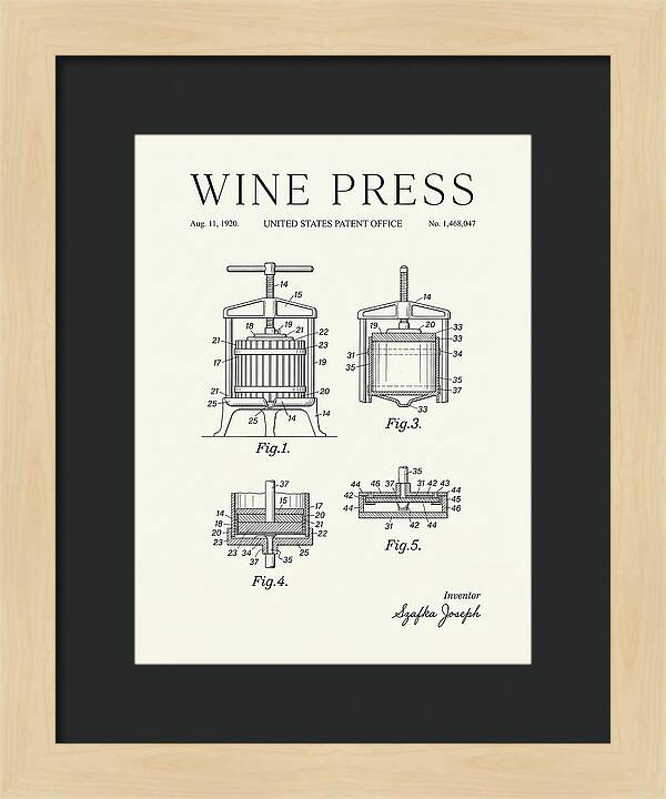 Wine Press Minimalist Patent Us1468047a