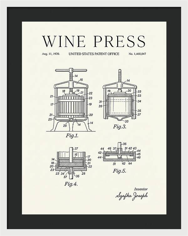 Wine Press Minimalist Patent Us1468047a