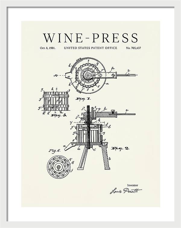 Wine Press Minimalist Patent Us705437a