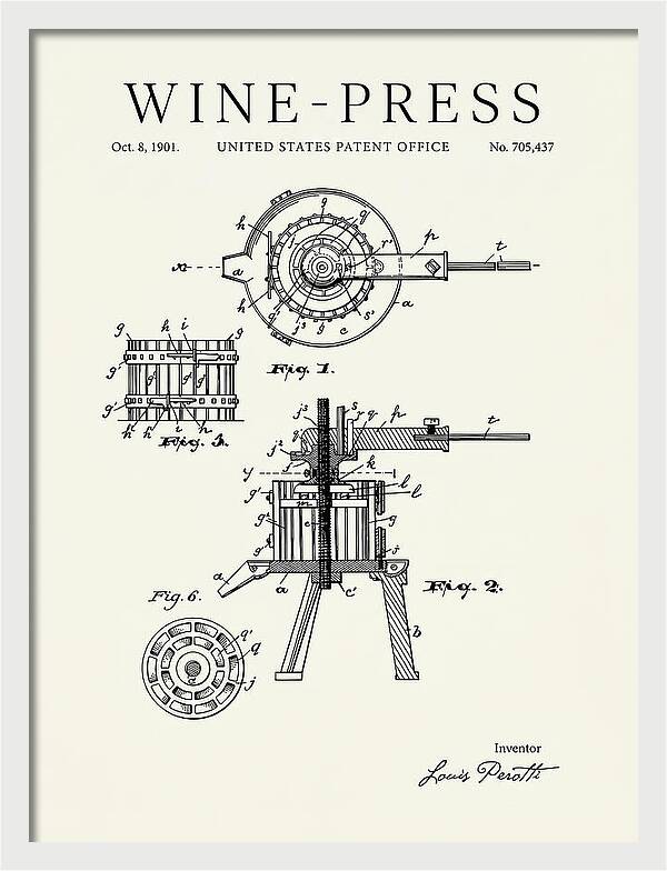 Wine Press Minimalist Patent Us705437a