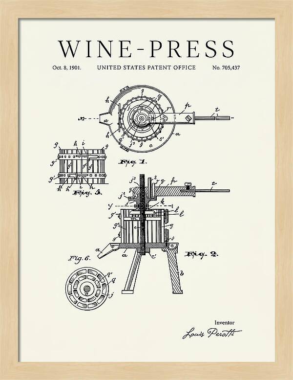 Wine Press Minimalist Patent Us705437a