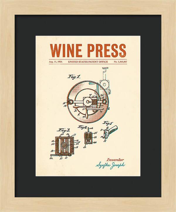 Wine Press Retro Patent Us1468047a