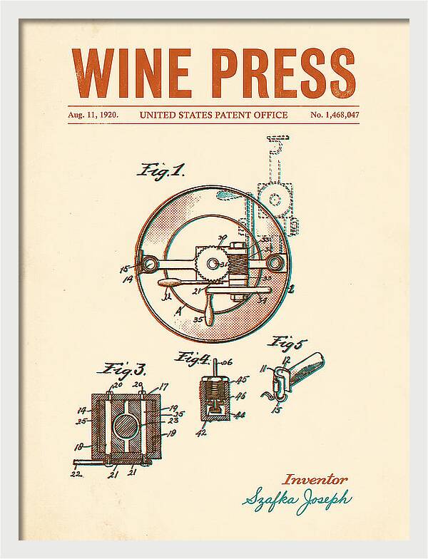 Wine Press Retro Patent Us1468047a