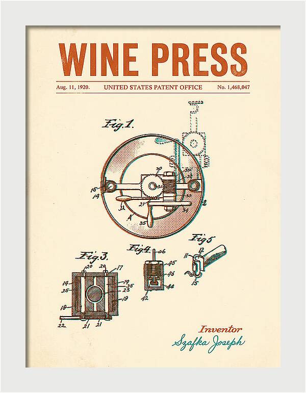 Wine Press Retro Patent Us1468047a