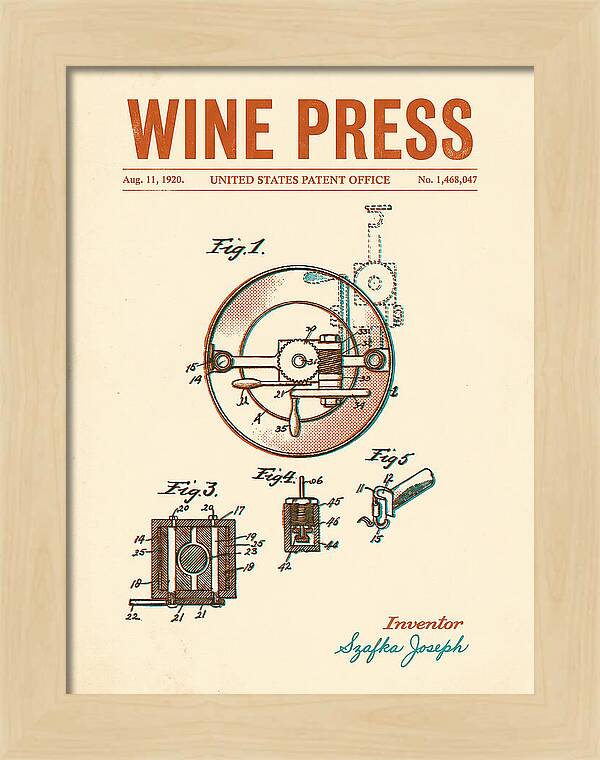 Wine Press Retro Patent Us1468047a