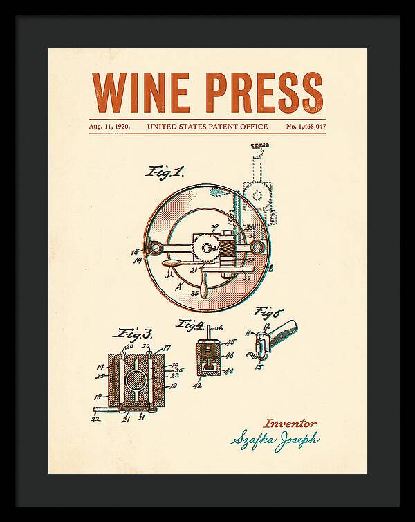 Wine Press Retro Patent Us1468047a
