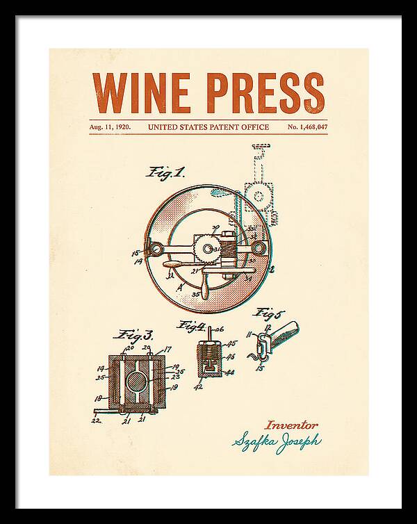 Wine Press Retro Patent Us1468047a