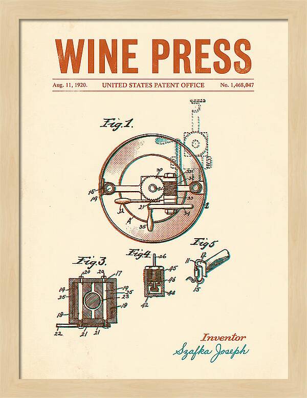 Wine Press Retro Patent Us1468047a