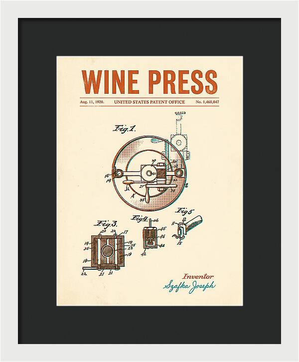 Wine Press Retro Patent Us1468047a