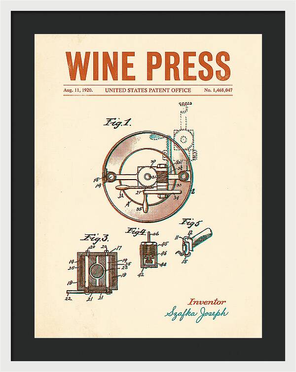 Wine Press Retro Patent Us1468047a