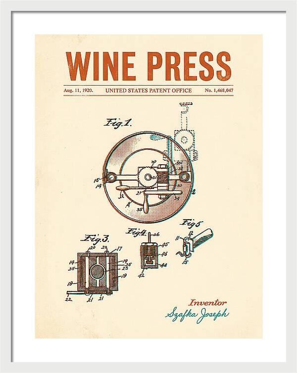 Wine Press Retro Patent Us1468047a