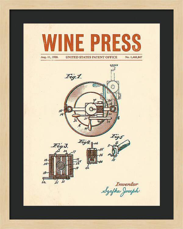 Wine Press Retro Patent Us1468047a