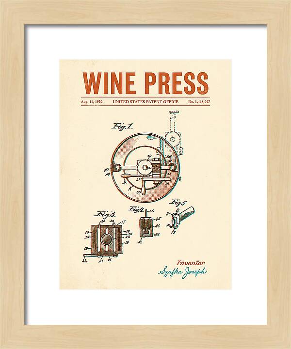 Wine Press Retro Patent Us1468047a