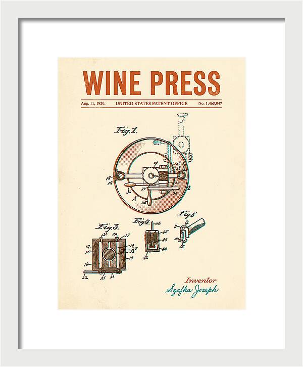 Wine Press Retro Patent Us1468047a
