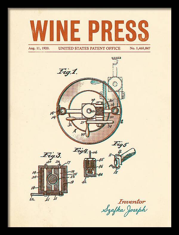 Wine Press Retro Patent Us1468047a
