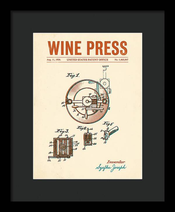 Wine Press Retro Patent Us1468047a