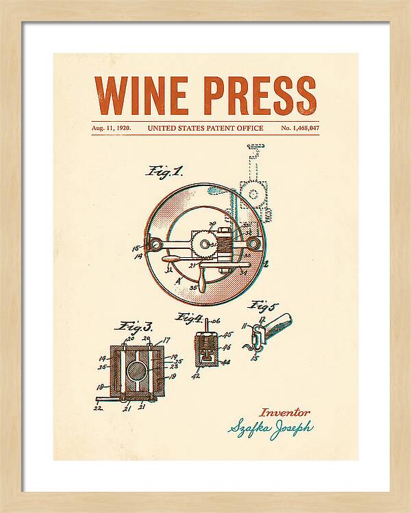 Wine Press Retro Patent Us1468047a